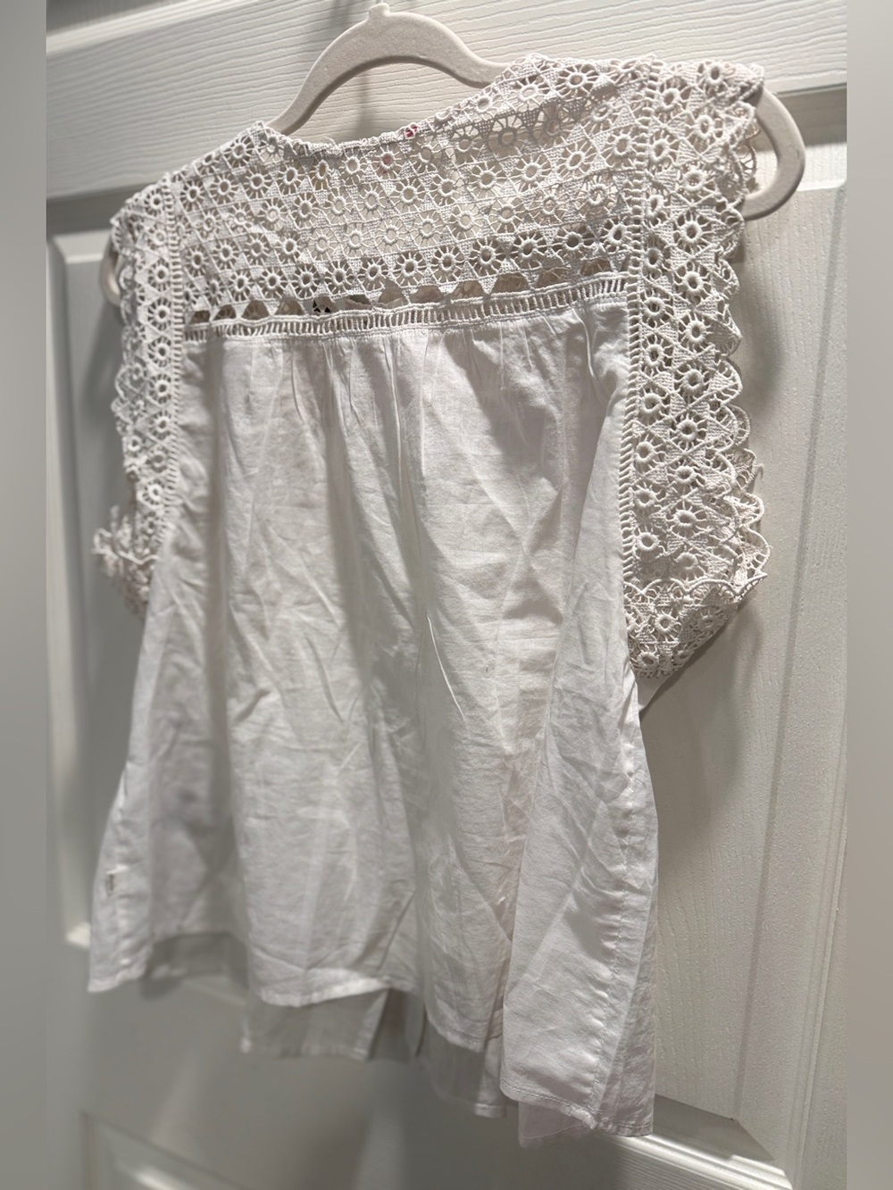 NWT Levi’s White Lace Crochet Blouse Medium Boho Cottagecore Eyelet Cotton Top - Picture 10 of 11